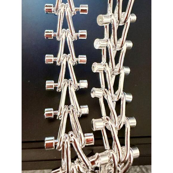 New Fine Geometric Spike Link Bracelet, 925 Plated Silver Color, Unisex 20CM - Picture 8 of 8